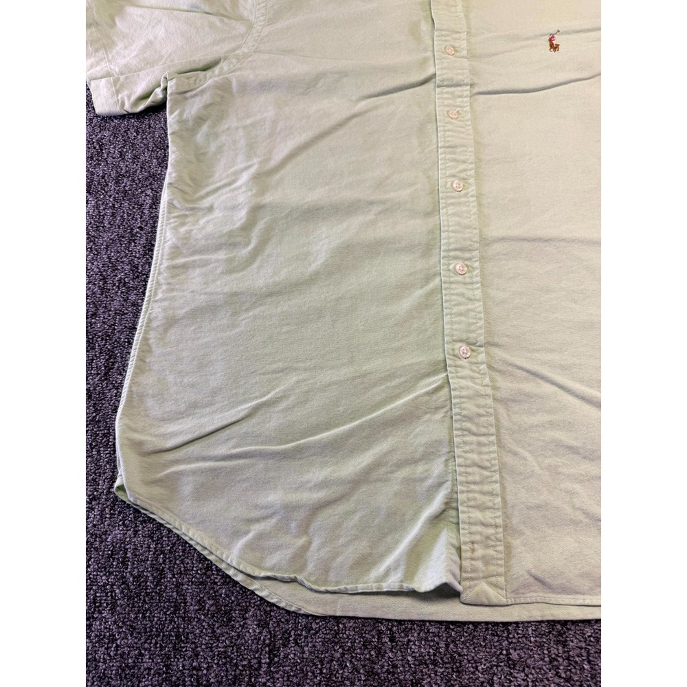 Ralph Lauren Button Down Mens Large Green Short Sleeve Cotton Logo Shirt - Picture 2 of 16